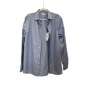 Zara Men's Light Blue Striped Button Down Shirt